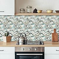 Vista 18 de YOFUN 10-Sheet Thicker Peel and Stick Back Kitchen Backsplash Marble Look Decorative Tiles 12"x12