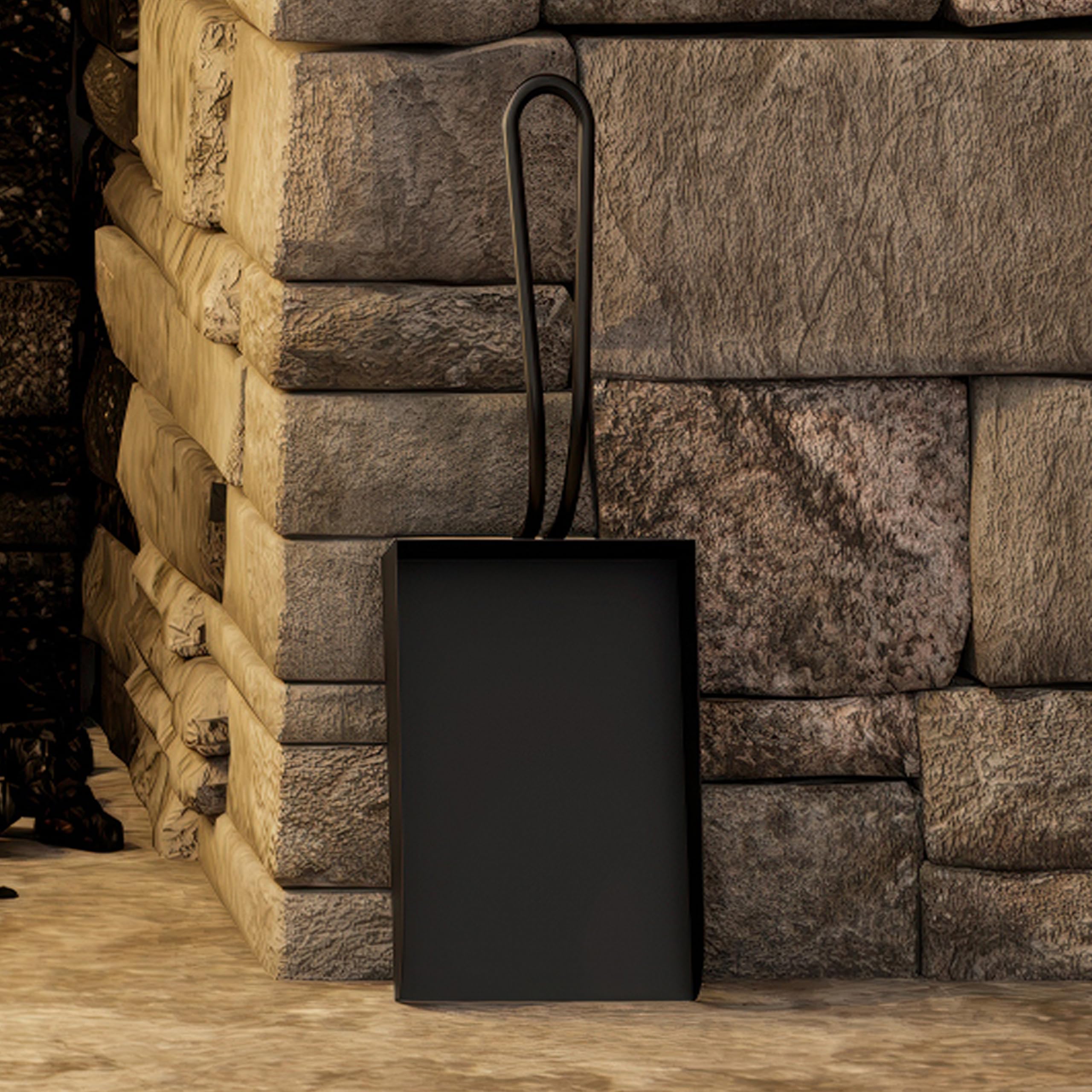 Kingson Czarna łopata kominkowa - 25 x 10 cm - akcesorium do palnika na drewno - trwałe i stylowe narzędzie do wydajnej konserwacji paleniska