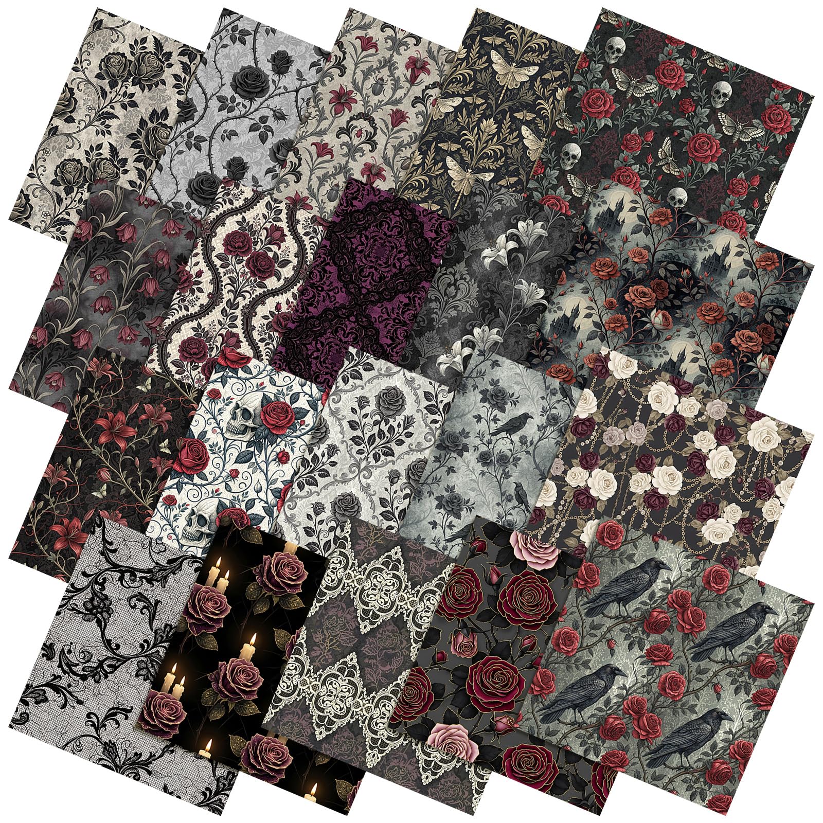 Ganeen 60 Pcs 10 x 10 Inch Vampire Gothic Halloween Quilting Fabric Squares