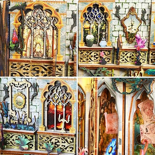 Miniatura 6 de Spilay Kit de estantería de bricolaje, estantería de casa de muñecas de bricolaje, estantería decorativa integrada, kit de fabricante de modelos con