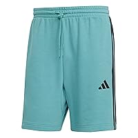 adidas Uomo Essential Three Stripes French Terry Short, Powder Teal/Black