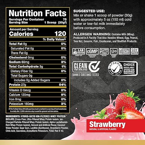 Miniatura 2 de ALLMAX Nutrition - ISOFLEX Proteína de suero en polvo, aislado de proteína de suero, 0.95oz de proteína, fresa, 5 libras