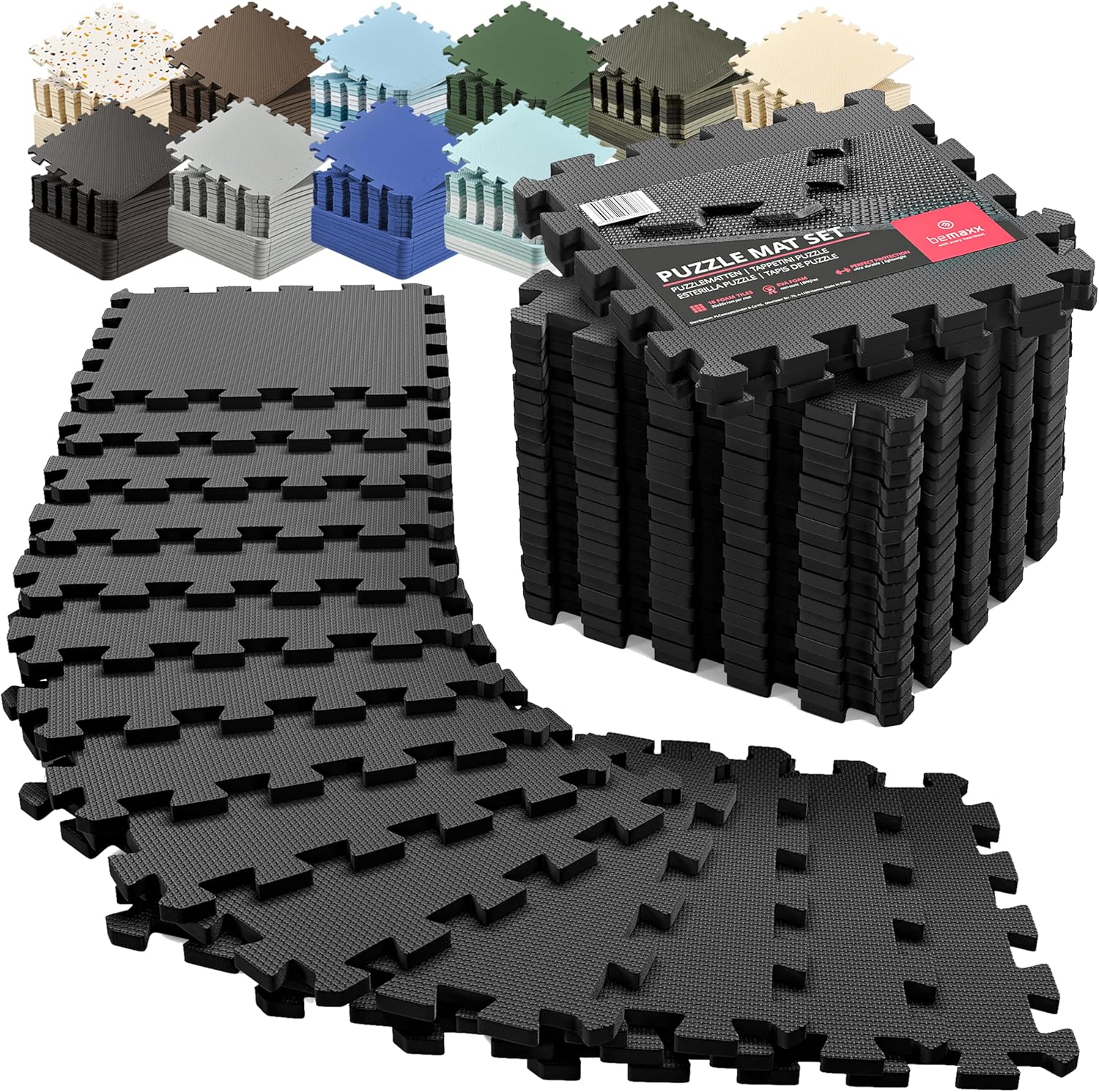 bemaxx Gym Mats Set - 18 pcs EVA Interlocking Foam Floor Tiles (12.6