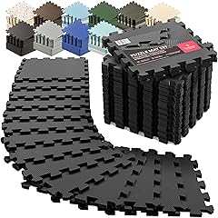 bemaxx Gym Flooring Set - Interlocking EVA Soft Foam Floor Mat 18 pcs 12.6"x12.6"x0.4" | 18 sqft Puzzle Tiles Protective Ground Surface Protection Play Workout Exercise Sports Pool Home Fitness Garage