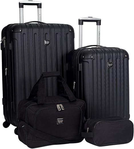 Travelers Club Midtown Hardside Luggage Travel, Black, 4-Piece Set