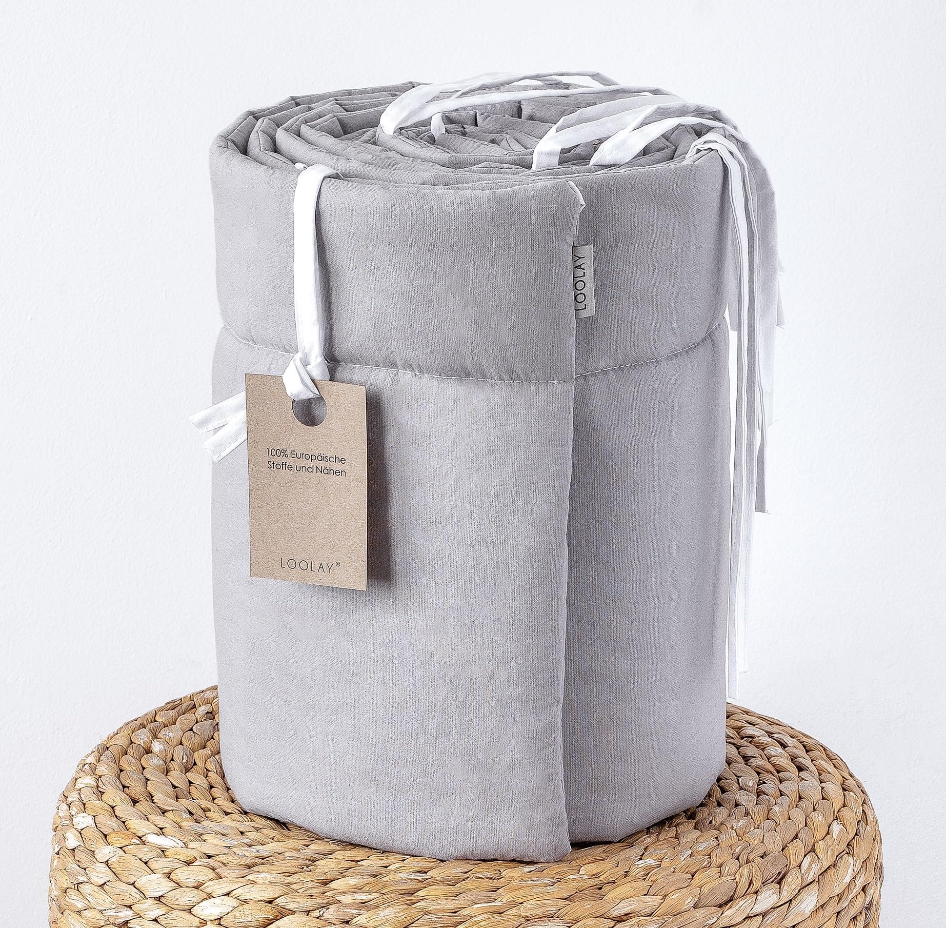 LOOLAY GRAU Mittelgrau 420, 360, 210, 180 x 30 cm für 140 x 70 oder 120 x 60 cm Baumwolle Netzstoff Handmade - PASST NUR ZU DEN ANGEGEBENEN GRÖSSEN ! (180 cm)