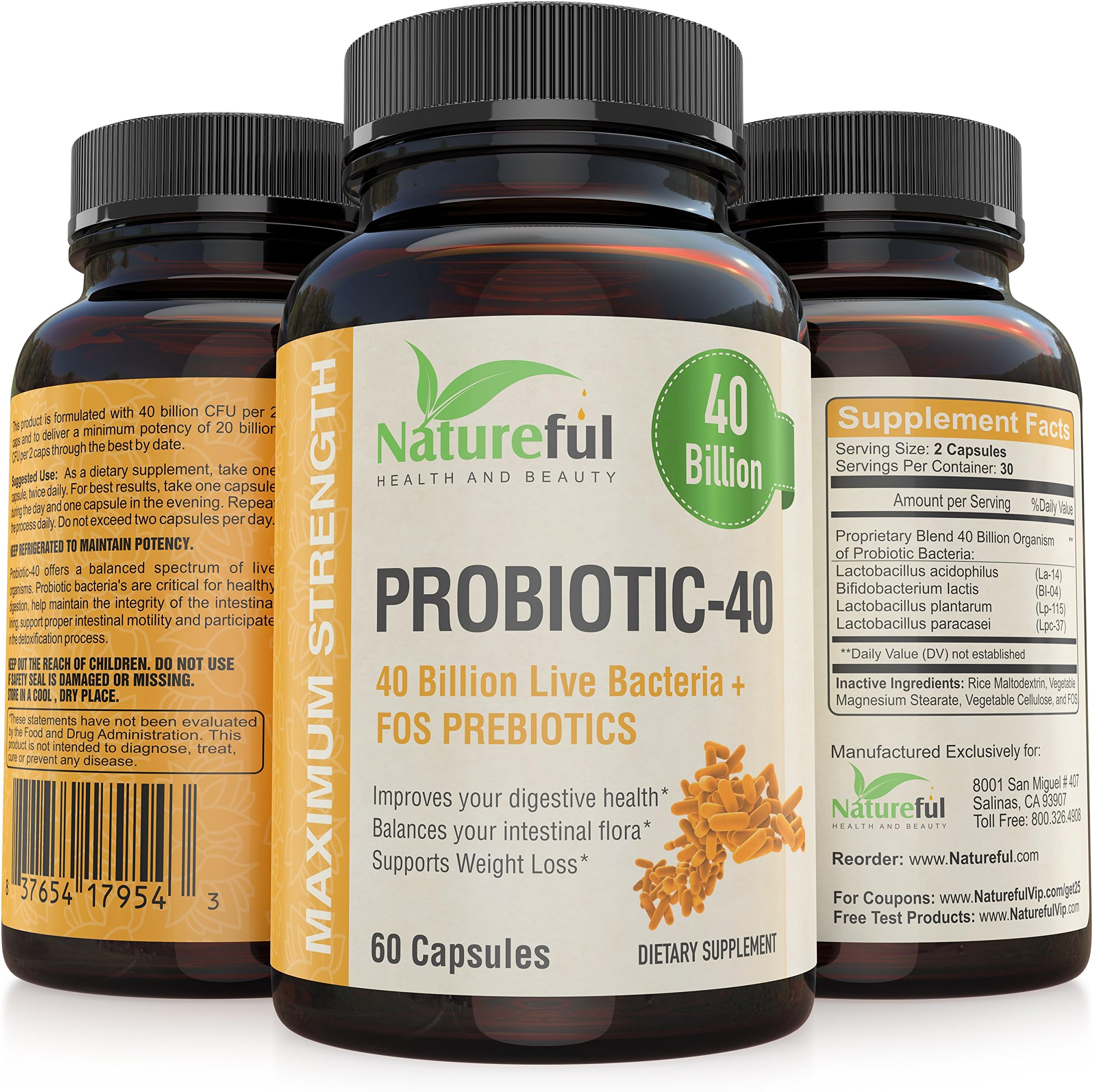 Best Probiotics Supplements for-Women and-Men:: 40 Billion Active Cultures Improve Your Digestion or Your Money Back Highest Potency for Maximum Results- Helps Support Weight Loss