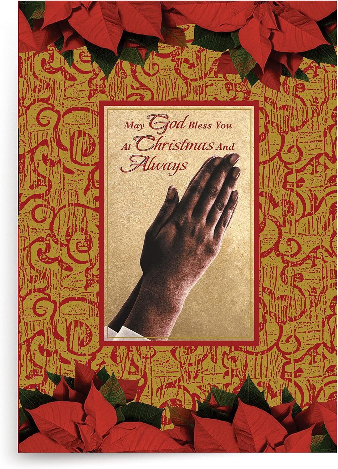 Designer Greetings African-American Heritage Collection Boxed Christmas Cards, Religious Hands in Prayer Design (Box of 18 Foil Embossed Cards with Envelopes)