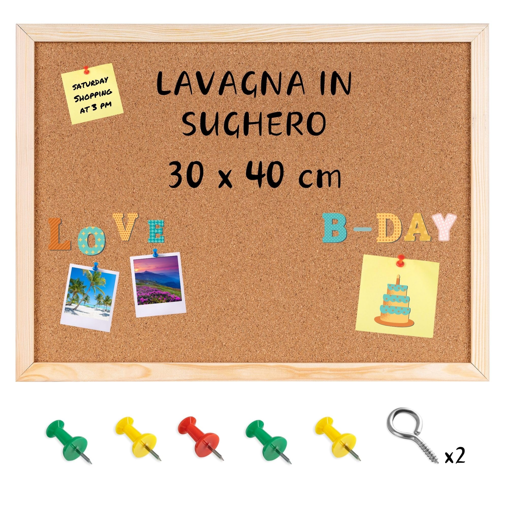 Lavagna Magnetica Con Bacheca Sughero - 60x40 Cm, Con Portadocumenti, Ganci E Accessori, Per Casa E Ufficio - Foto 6