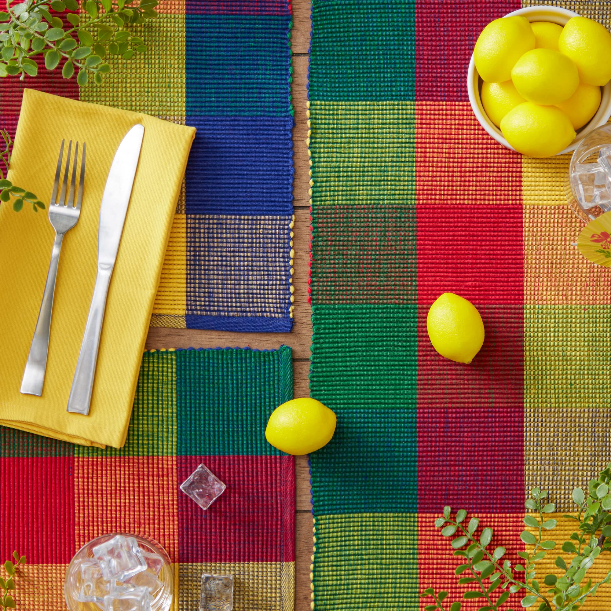 DII Set Di 6 Tovagliette Americane In Cotone 100% – 33x48 Cm, Colore Verde Scuro, A Costine, Lavabili