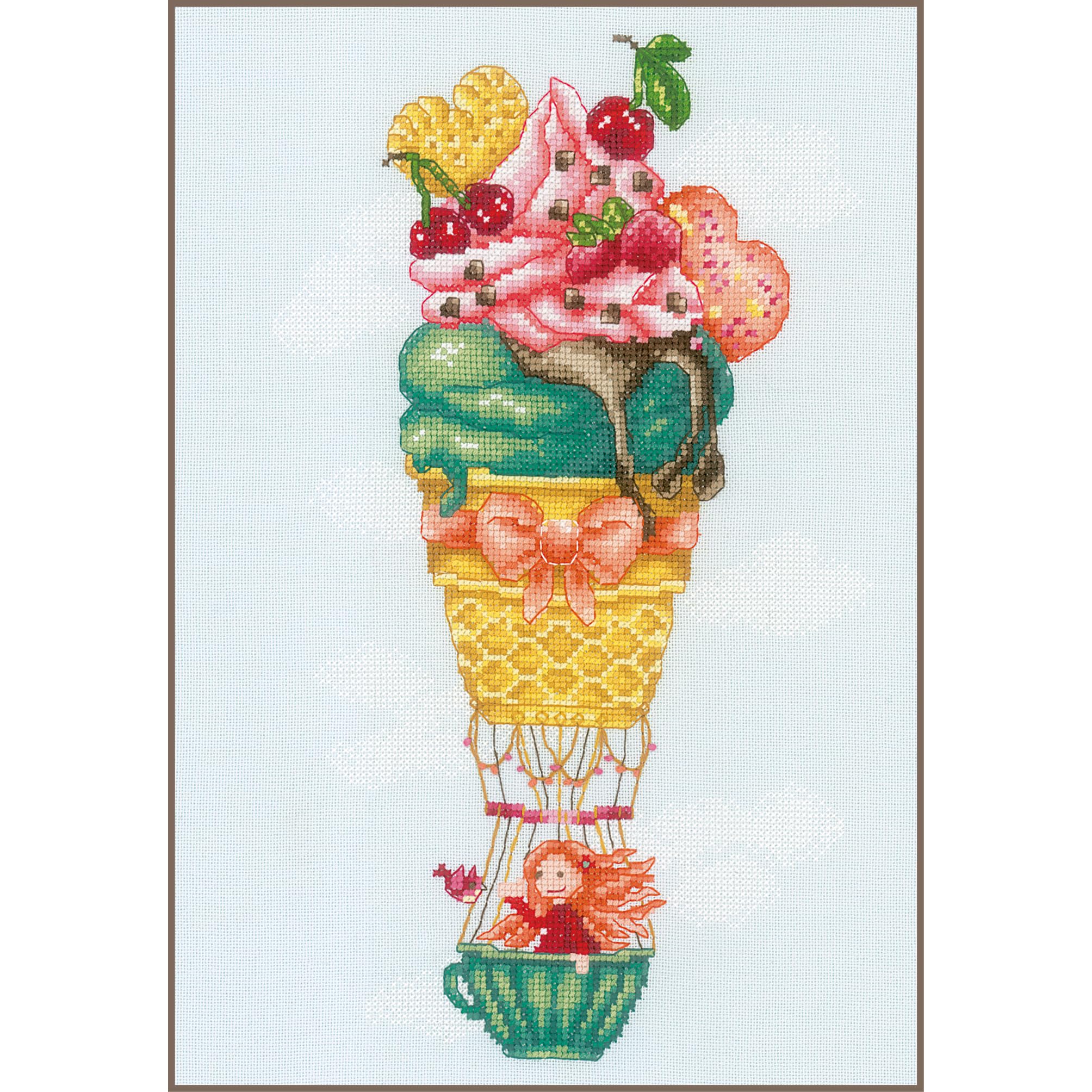 VERVACO Haft Krzyżykowy Liczony Zestaw Obraz do Haftu LODOWY BALON Zrób to Sam Zestaw Kreatywny dla Dorosłych 21 x 33 cm Dekoracja Ścienna DIY Cross Stitch Kit