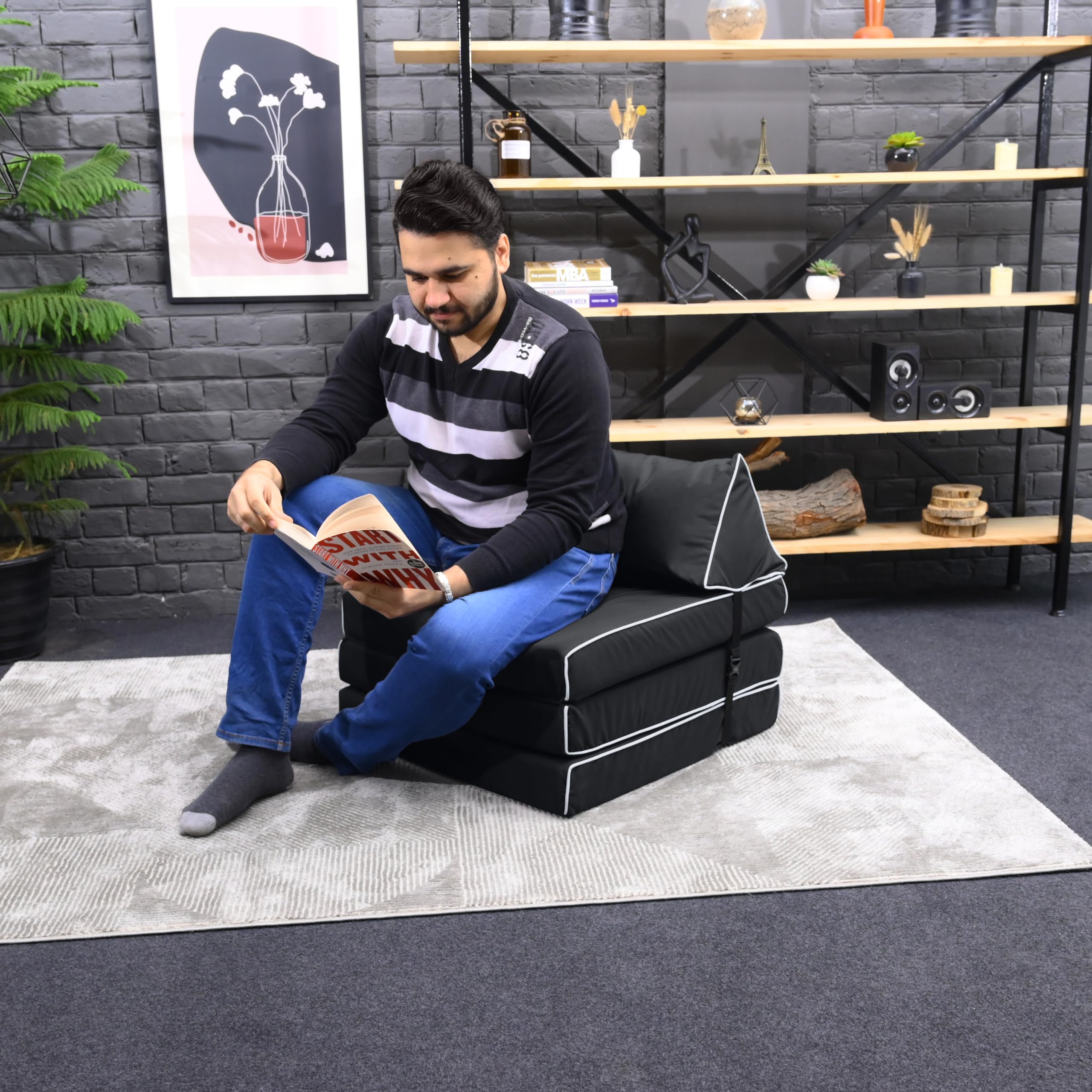 Game Over Materasso Pieghevole a Z Bed 218x64cm Materasso Pieghevole per Interni e per Esterni Divano Letto, Set Futon per le Serate di Gioco, Ottimo per i Sleepover e Gli Ospiti (Fumo Cosmico)