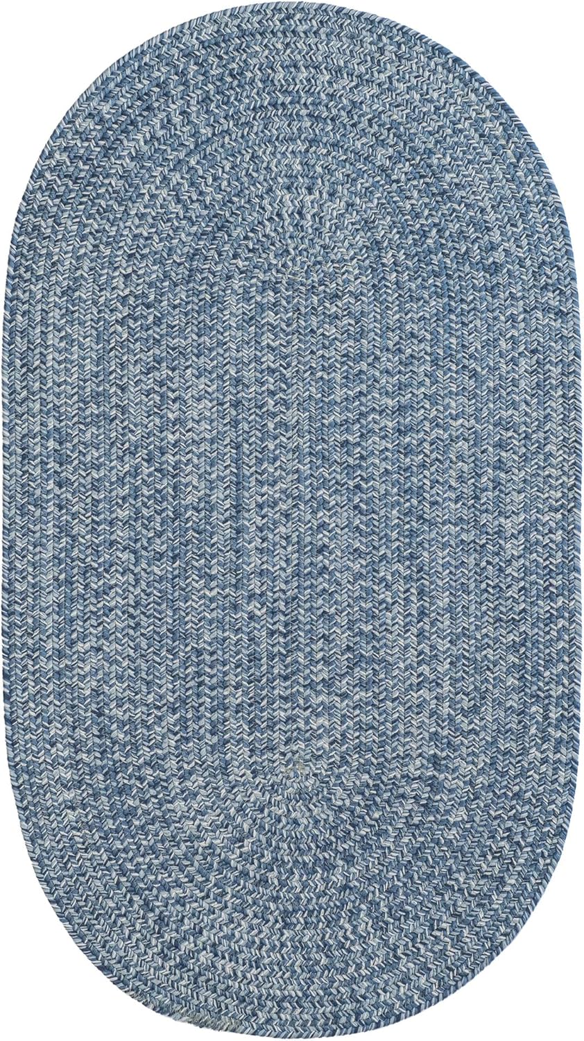 Callie Washable Reversible Indoor Outdoor Blue Jay 2' 0" X 4' 0" Oval Braided Rug