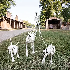 Fun Express Skeleton Dog Walker Halloween Decorating Kit - 4 Pc