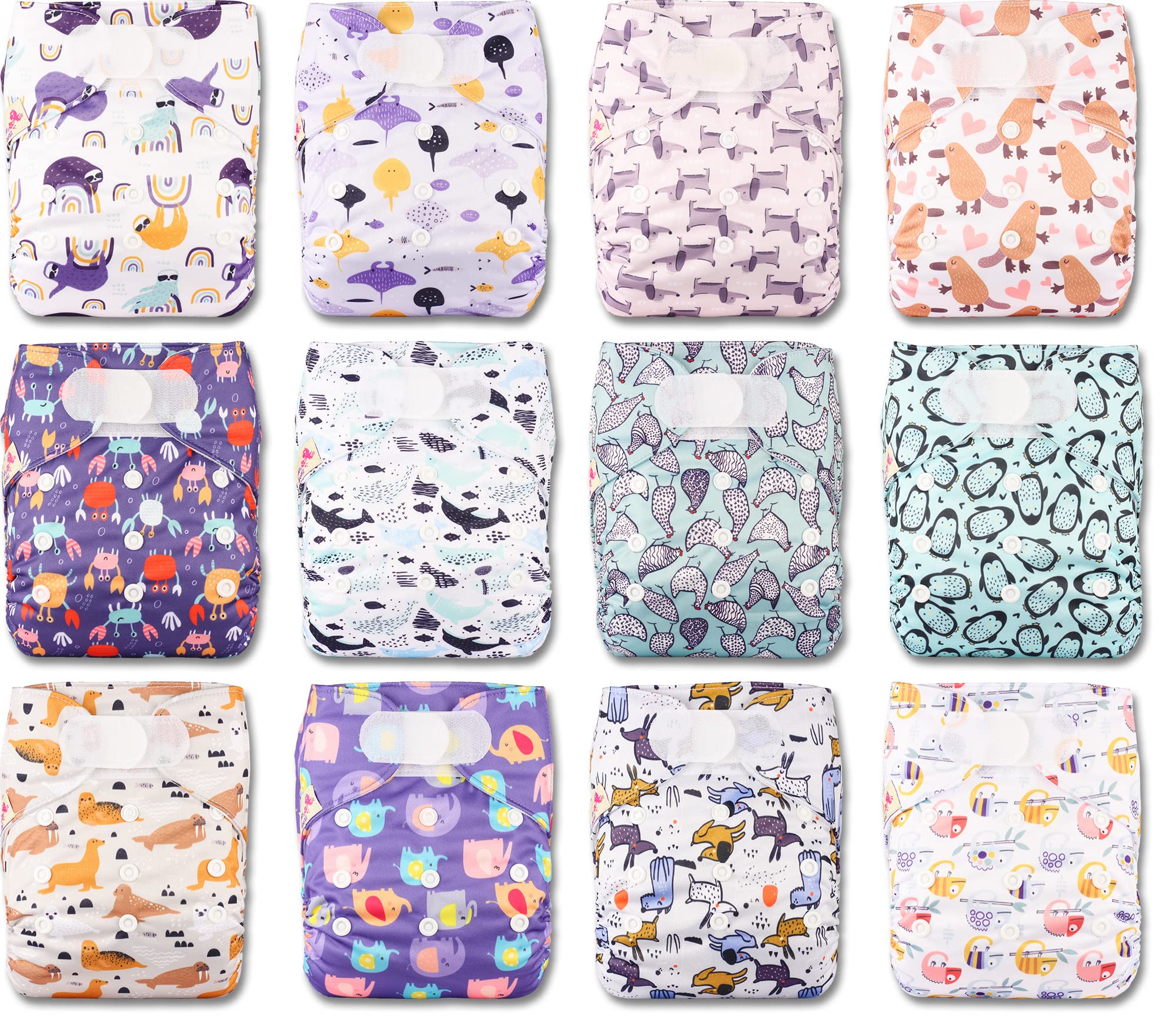 Littles and Bloomz FLV2-1202 Pannolino lavabile riutilizzabile con bottoni a pressione standard confezione da 12