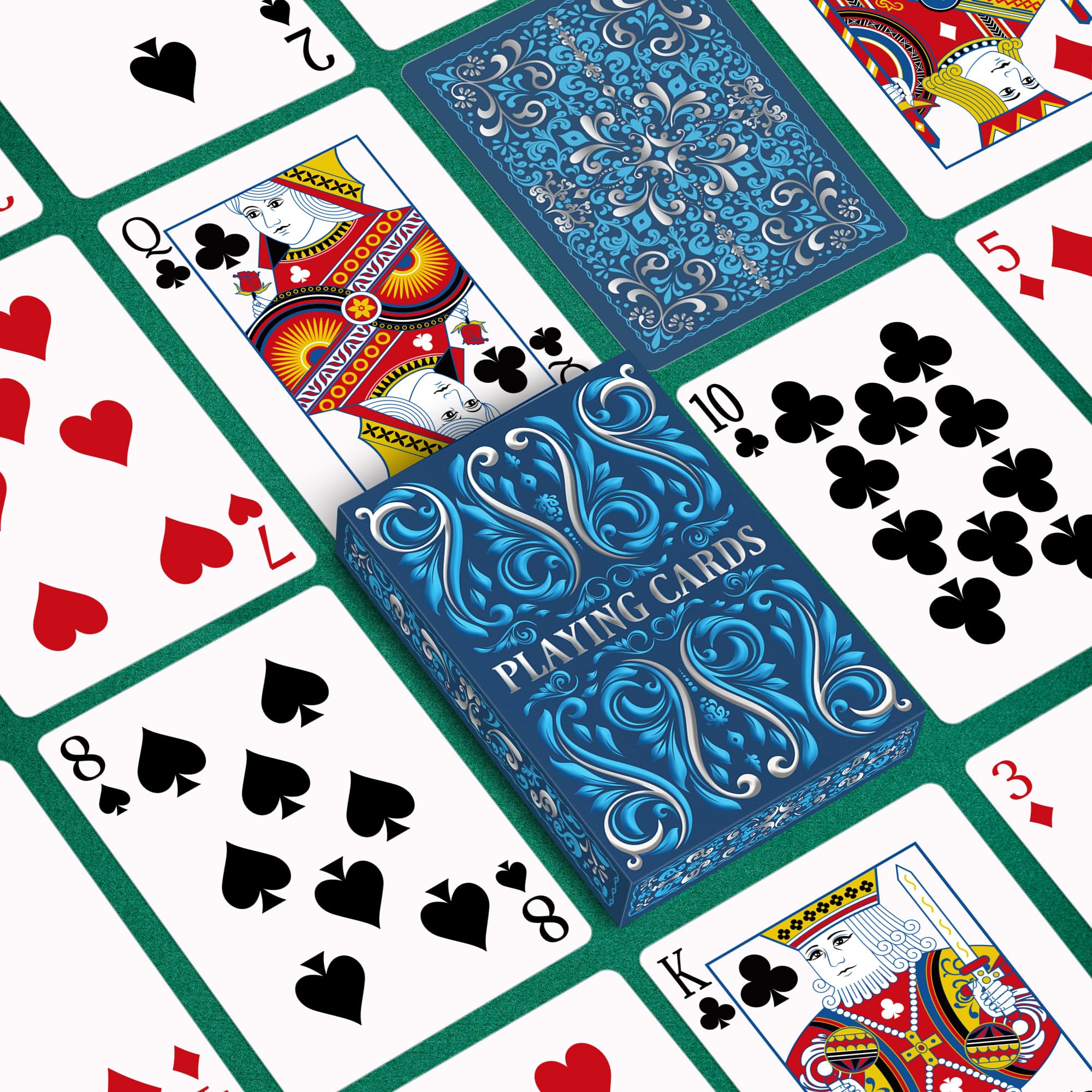 Juego de 2 cartas, baraja de cartas, cartas estándar para adultos, juego de cartas de póquer premium, baraja de cartas para Blackjack, Euchre, Canasta, noche de juego familiar, juegos de fiesta (azul
