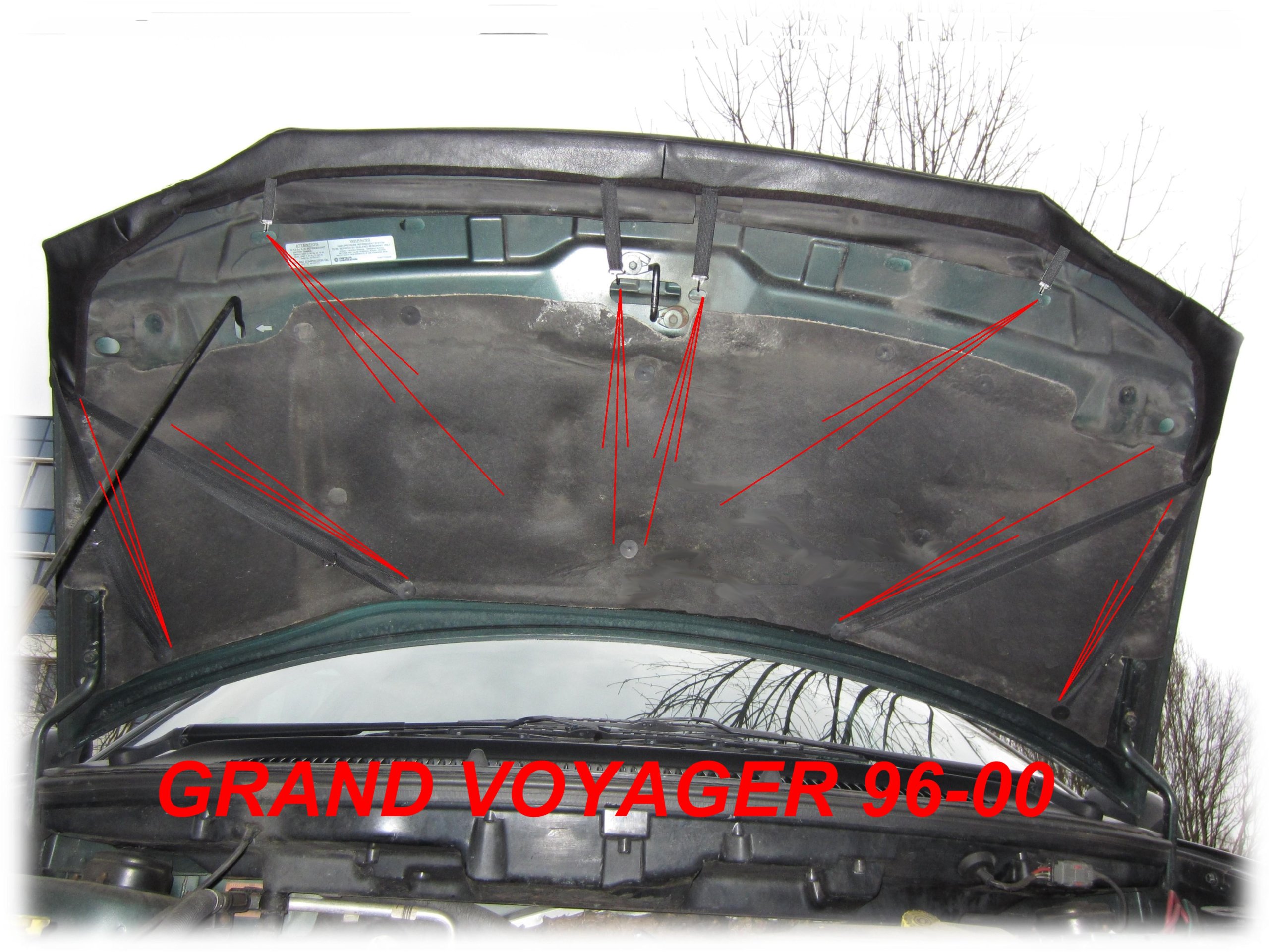 AB-00931c Carbon Fiber Look Hood Bra Compatible with Chrysler Plymouth Grand Voyager - Voyager Dodge Caravan1996-20000 Front End Nose Mask Bonnet Bra