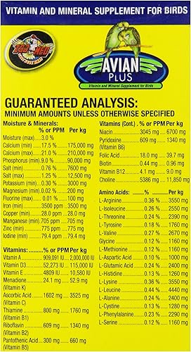 Miniatura 3 de Zoo Med Laboratorios Bzma374 Avian Plus Vitaminas para Aves, 4 oz (976610)