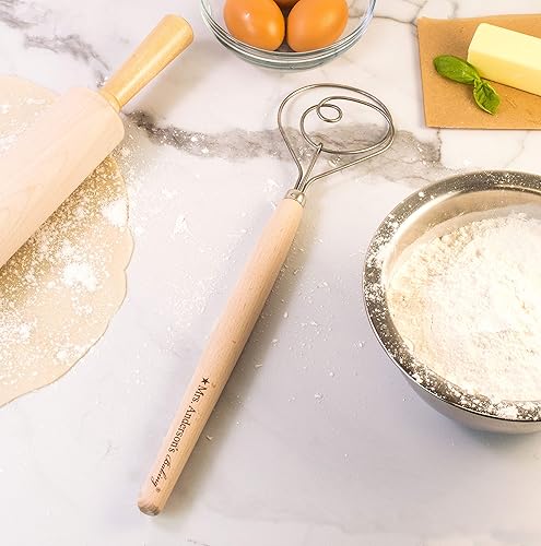 Miniatura 4 de Mrs. Anderson's Baking Batidor de masa Hoja de acero inoxidable 188, 15 pulgadas, madera