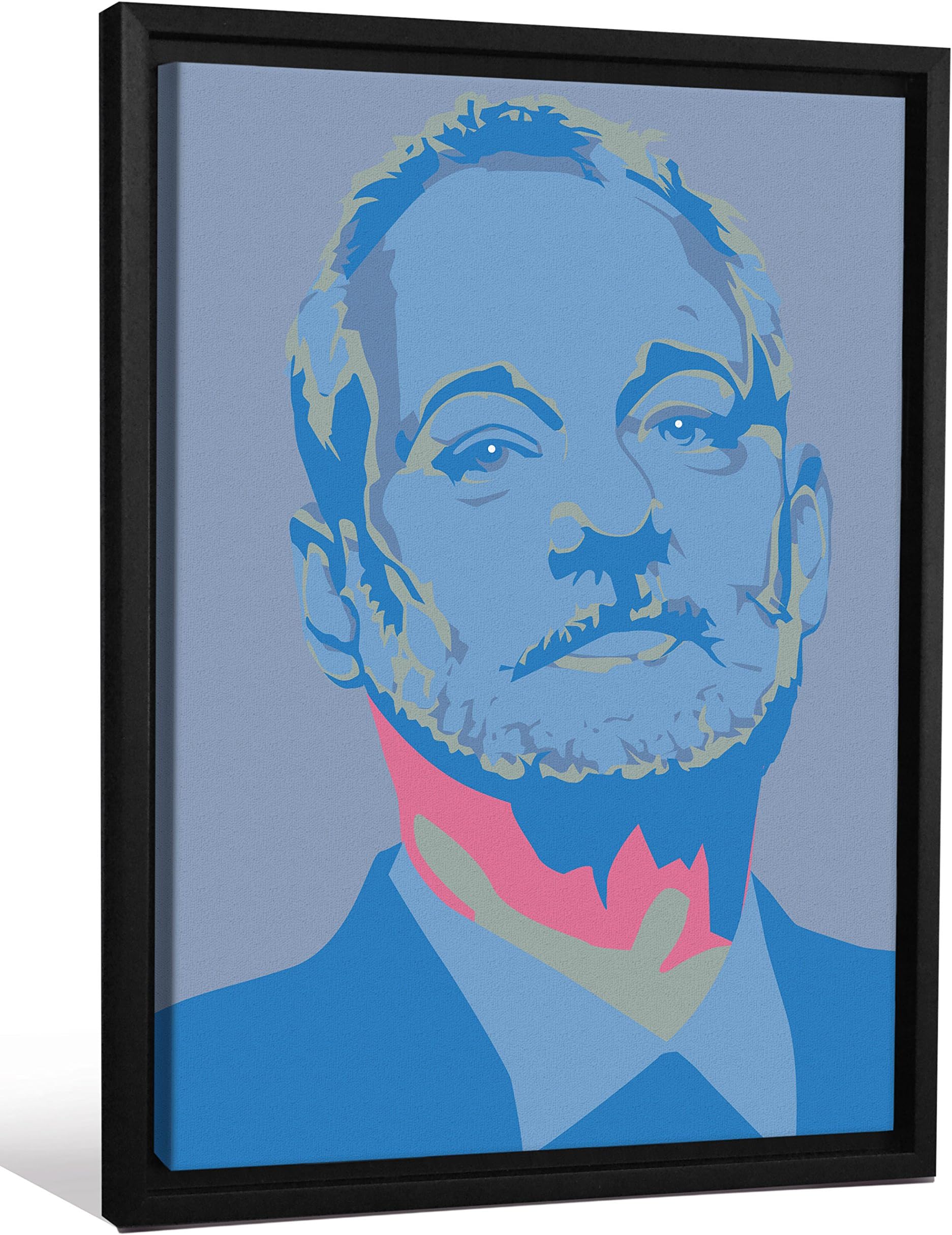 Cannonwalls FCNV2243 Framed Gallery Wrap Heavyweight Canvas Art Wall Decor (Bill Murray Blue Light Blue Andy Warhol at 26.375" High x 20.375" Wide x 1.25" Thick)