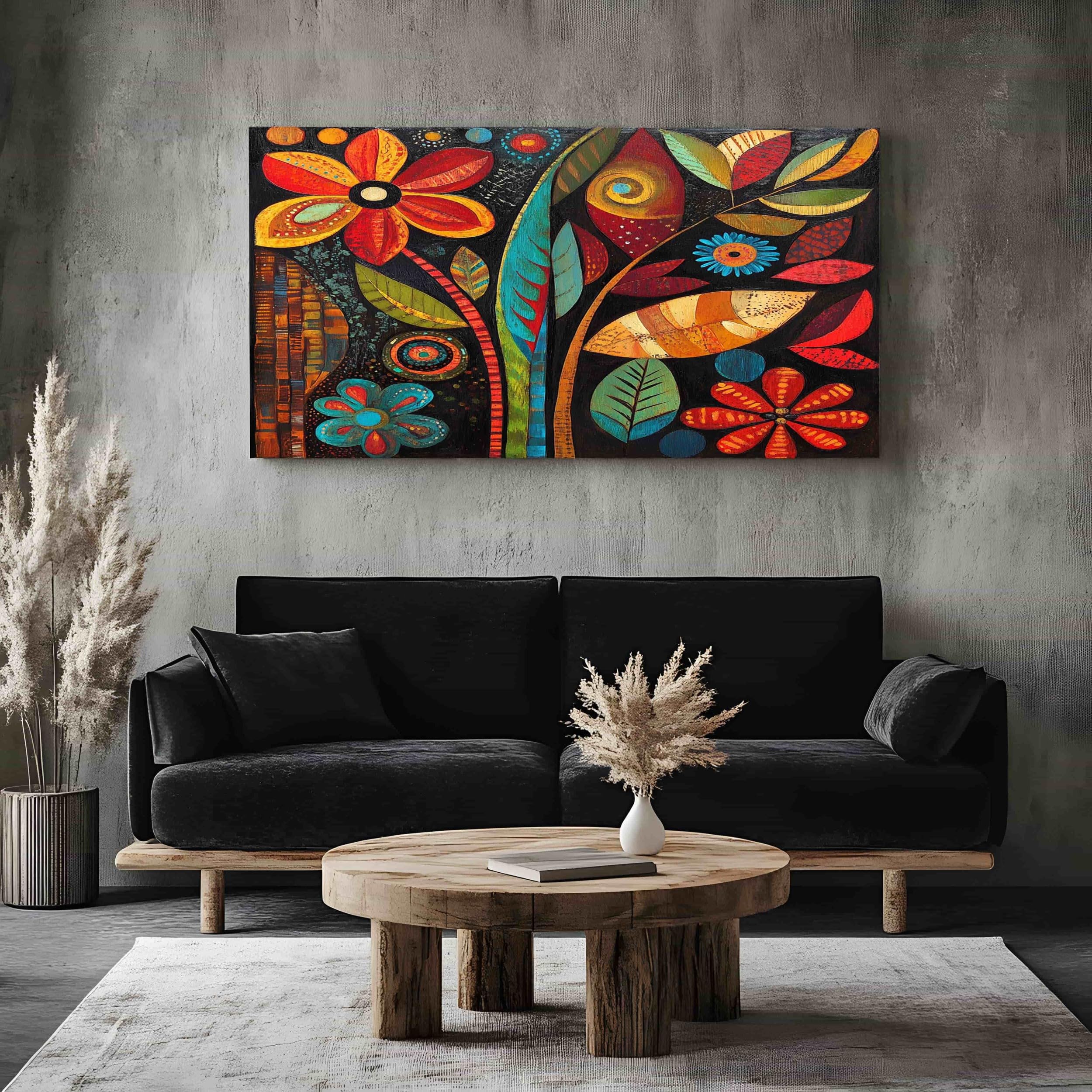ZORYAN Quadri Moderni Soggiorno Su Tela Fiori Etnici Africani 60x120cm | Rosso Stampe Da Parete Senza Cornice, Quadretti Da Parete, Immagine Per Camera Da Letto