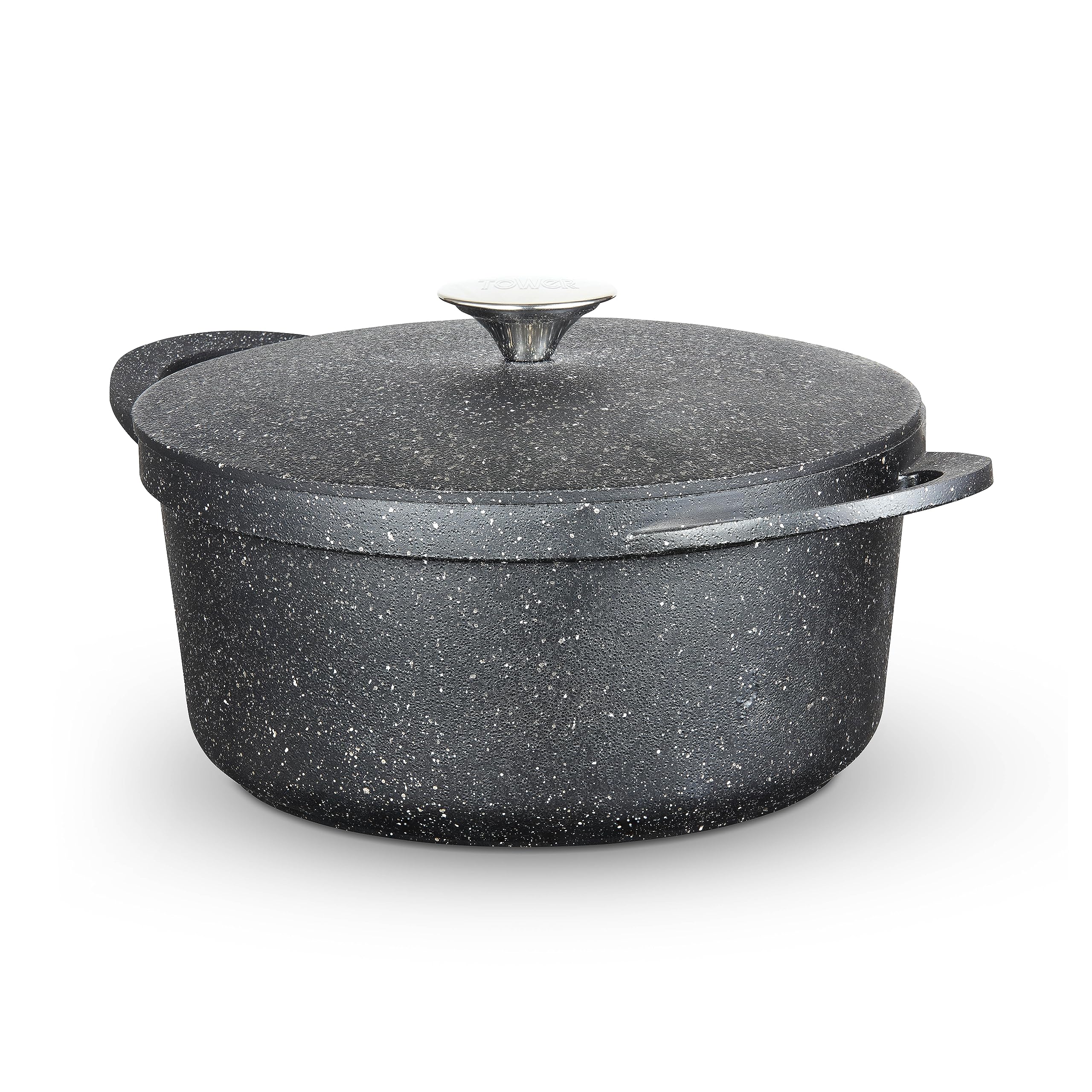 Tower Unisex Black Precision Casserole Dish, 24Cm, Lightweight Aluminium, T900193