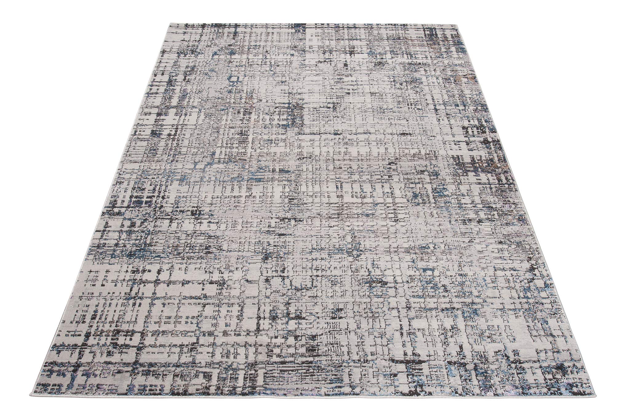 Tapiso Charleston dywan z krótkim włosiem, niebieski, szary, fioletowy, nowoczesny, rozmazywany w stylu vintage, melanż, do salonu, sypialni, Ökotex 140 x 200 cm