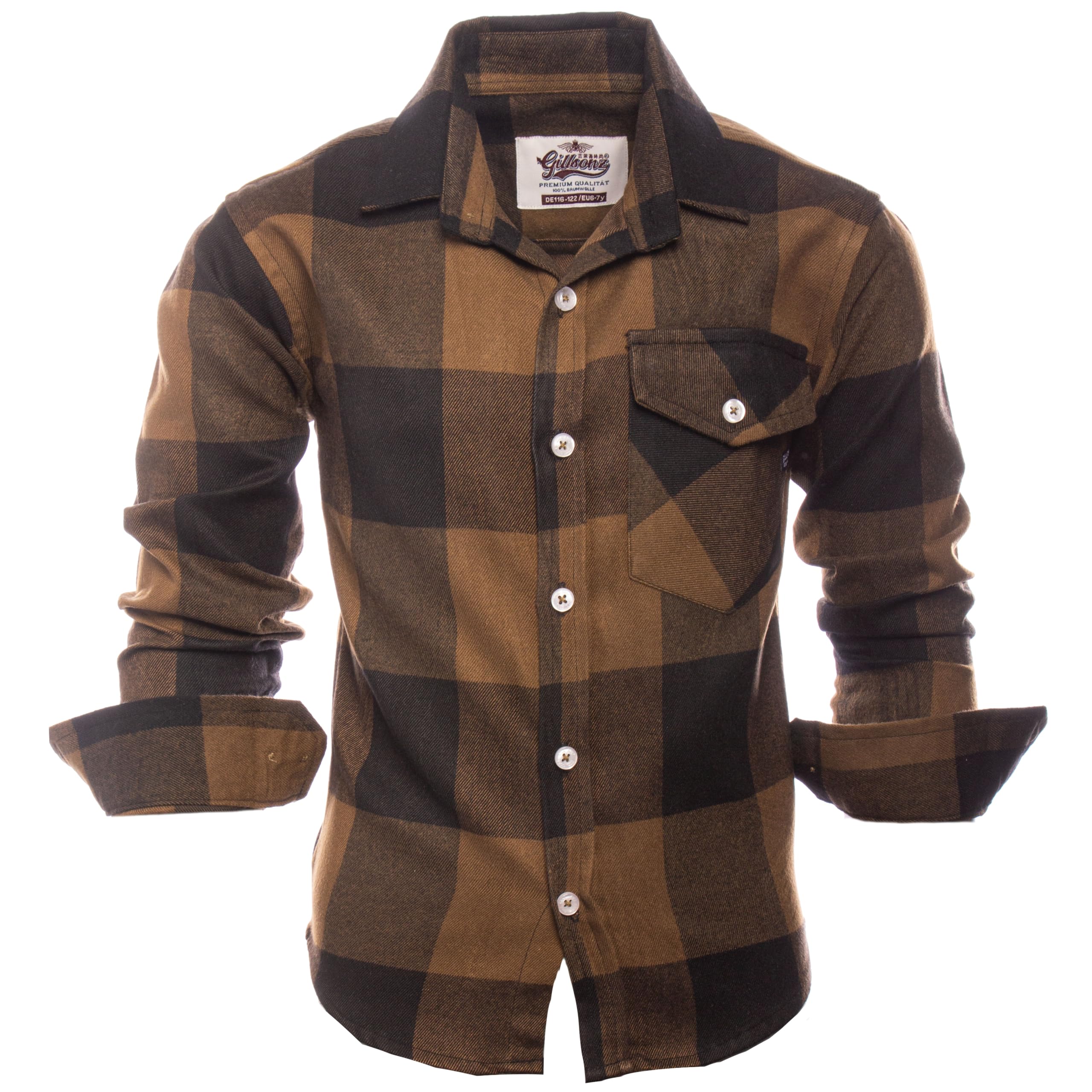 GILLSONZ DSF-73 Camisas de franela Camisa a cuadros Camisa de estudiante de ocio para niños