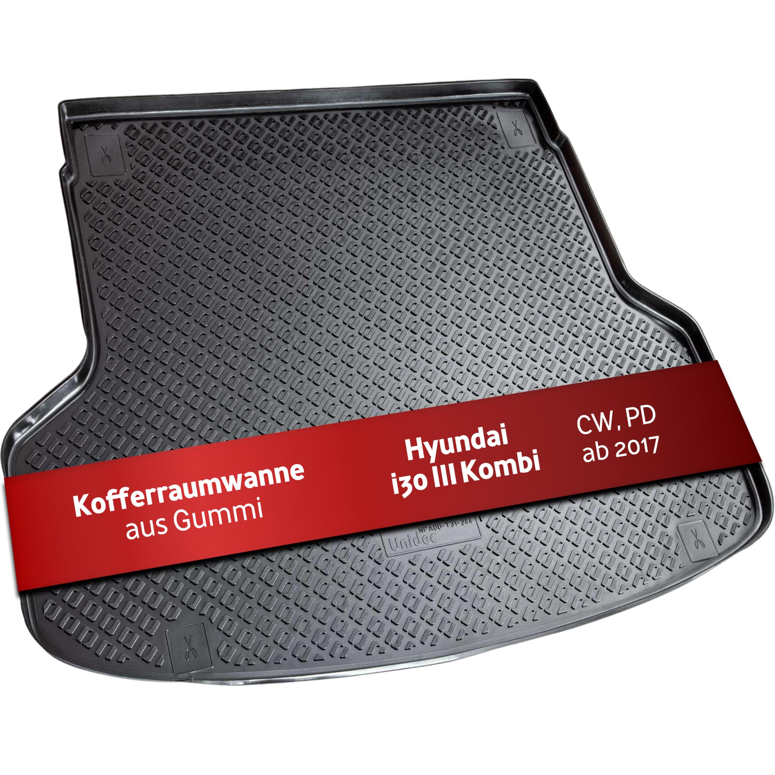 Recambo Kofferraumwanne Kunststoff Hyundai i30 III | ab 2017 | passgenau | Passgenau per 3D-Scan | Robuste PE-Hartschale stoppt jeden Schmutz | Kratzfest, leicht & formstabil für jeden Einsatz