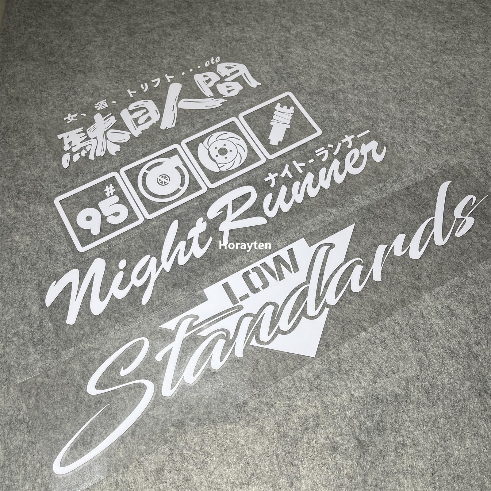 Car Stickers for Night Runner Low Standards 95# Turbo Decal Auto Rear Windshield Window Tape 1 Set (White)