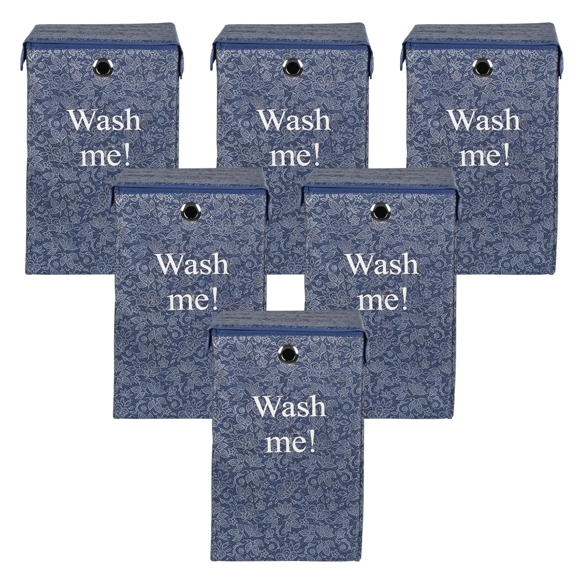 Kuber Industries Pack of 6 Foldable Laundry Basket for Clothes | Laundry bag With Lid & Ring | Cloth Storage Box for Washing | Toy Storage Organizer | 75 LTR | Flower Print | Navy Blue (B0D7VHF6LS) Amazon Price History, Amazon Price Tracker