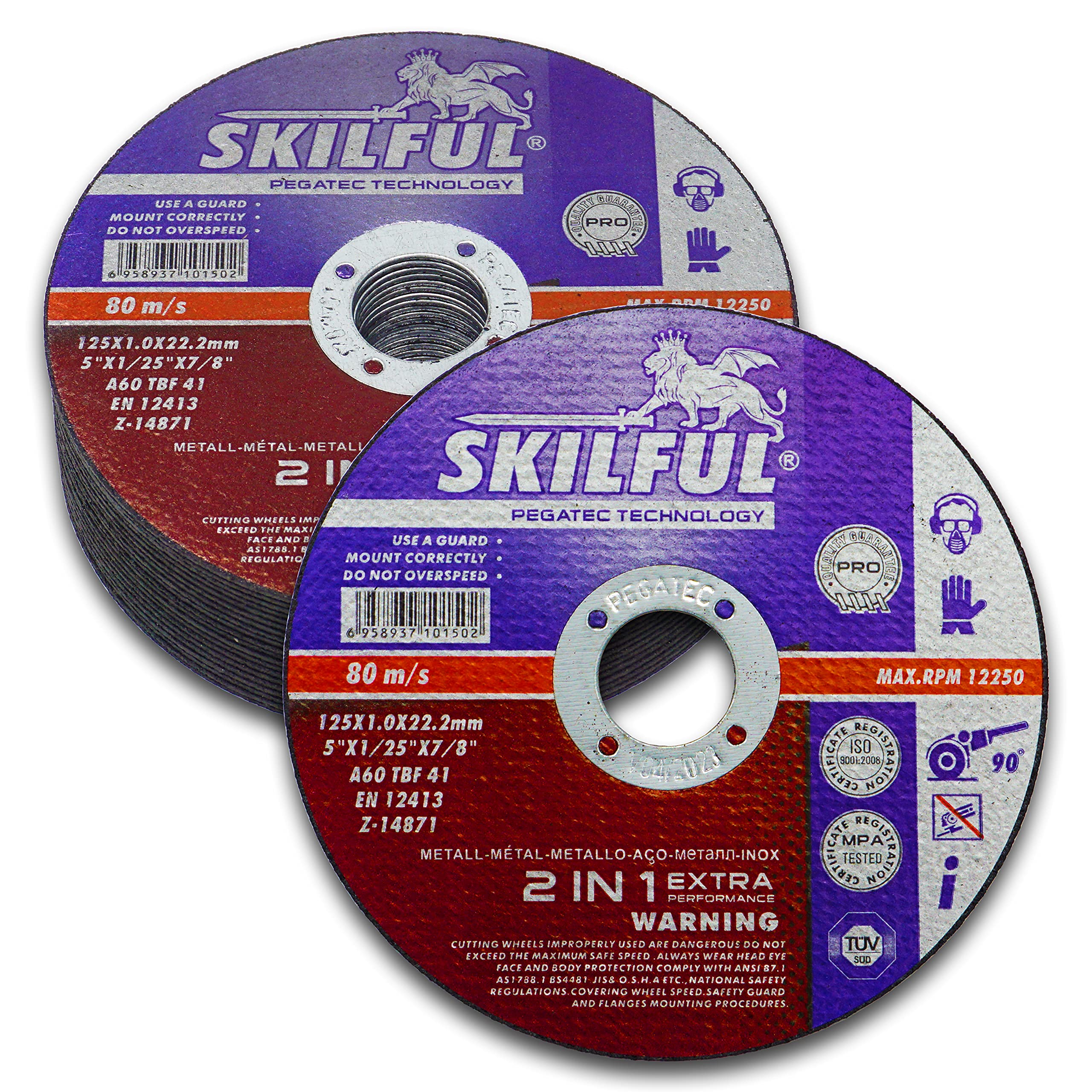 SKILFUL PRO Cut Off Wheels 20 Pack（5inch）, Quality Thin 5x.040x7/8 inch Cutting Disc, Metal & Stainless Steel Aggressive Cutting Wheel for Angle Grinder, General Purpose Metal Cutting