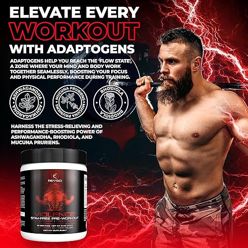 Miniatura 3 de REVSCI - Polvo de preentrenamiento sin estimulantes de VIOLENCE Stim sin estimulación, dosificado de precisión, no Stim, sin cafeína, polvo de
