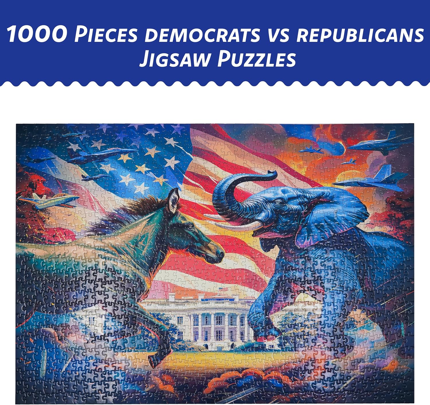 Jigsaw Puzzles 1000 Pieces – Democrat vs Republican 1000 Piece Puzzle Jigsaw – Imrpove Mood & Memory, Mind Boosting & Manipulative Play Toy Puzzles & Puzzles for Adults 1000 Pieces