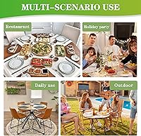 Vista 7 de LUSHVIDA - Mantel ajustable de vinilo para mesa redonda, impermeable y con borde elástico, mantel de plástico