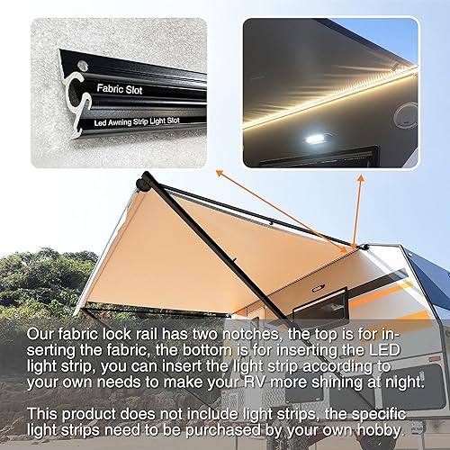 Miniatura 6 de Awnlux Juego completo de toldo retráctil modular negro para caravana, 5 rueda, remolques de viaje, transportadores de juguetes y autocaravana, toldo