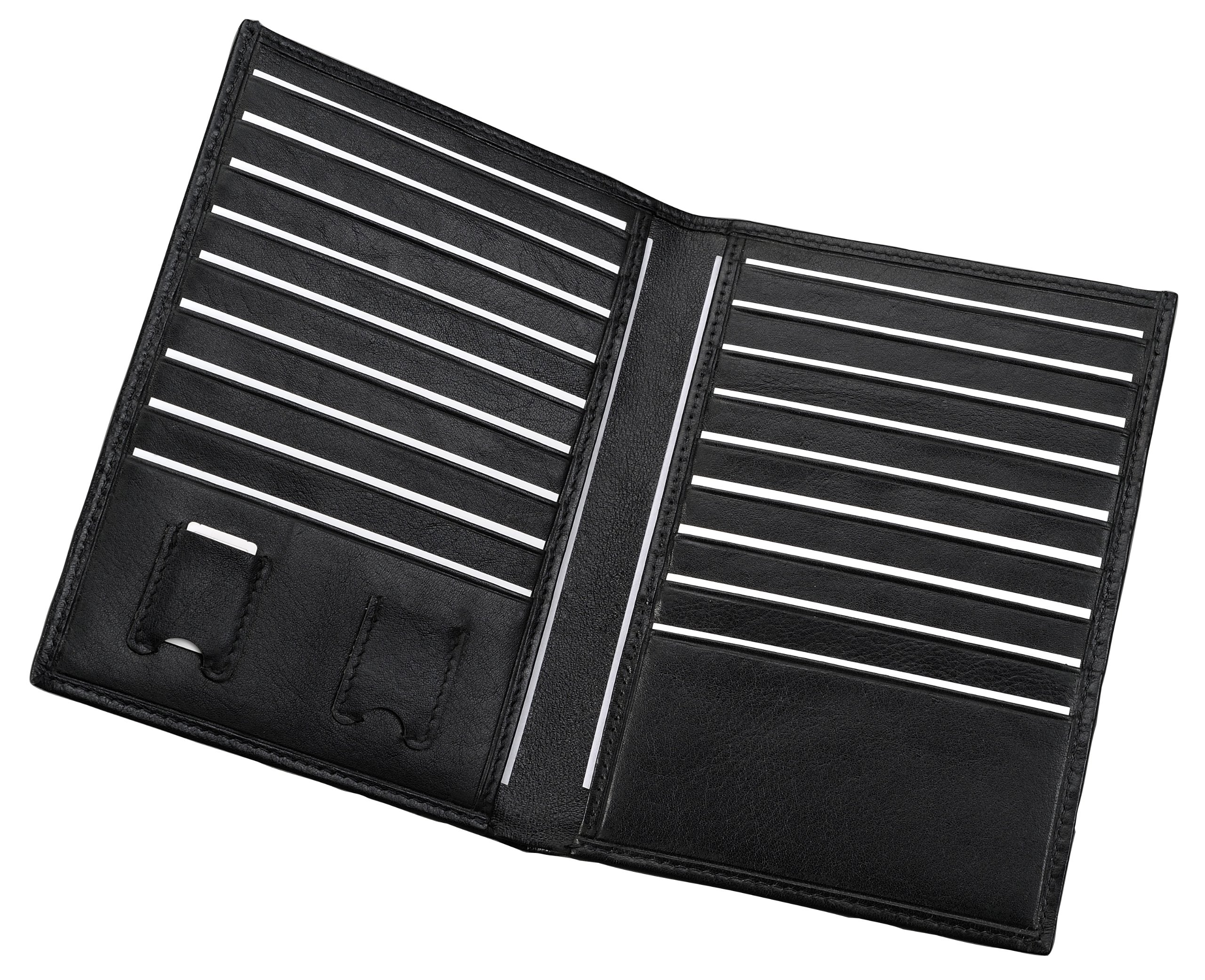 Alassio 42004 etui na karty kredytowe, etui z wysokiej jakości skóry, portfel z 2 przegródkami na karty SD, 18 przegródek na karty kredytowe i 2 wsuwane, etui biznesowe, czarne, skórzane etui ok. 15 x