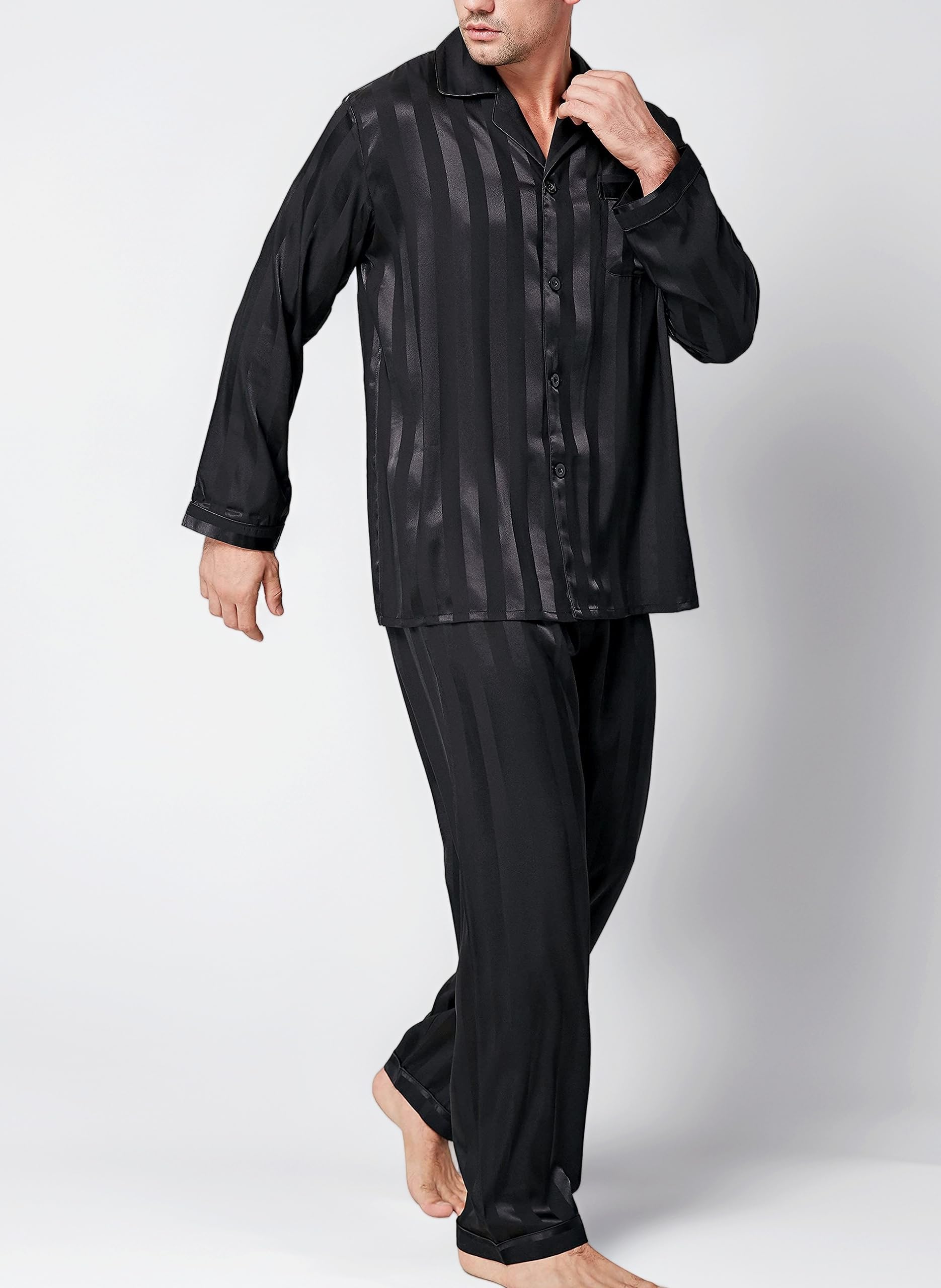 Mens Silk Satin Pajamas Set