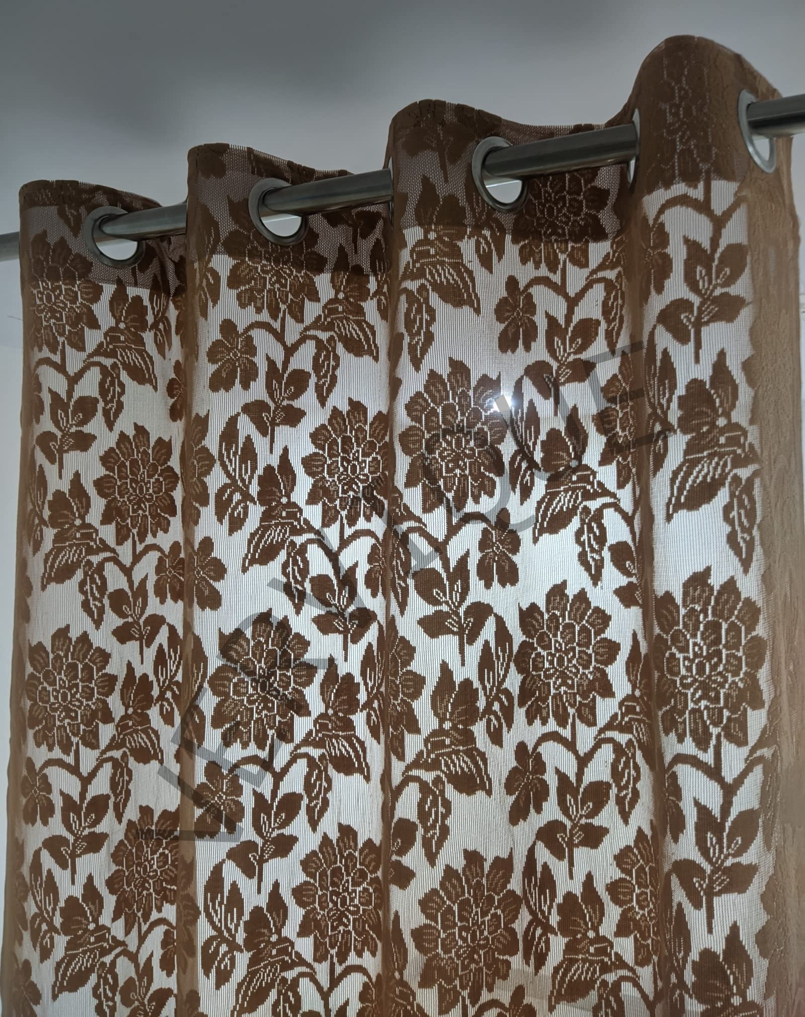 Vervique Heavy Polyester Beautiful Flower Design Tissue Net Grommet Curtains Door Curtains 9 Feet Long Set Of 2|4 * 9Ft 122 * 274 Cm|Parda For Living Room And Bedroom|Brown Curtains (B08QNNC5Y8) Amazon Price History, Amazon Price Tracker