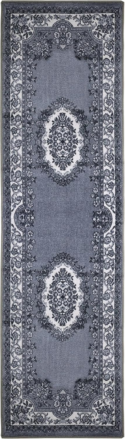 BNM Indoor Small Area Rug with Foam Backing, Non- Slip, Washable, Perfect for Living Room, Entryway, Kitchen, Bedroom, Office, Classy Floral Oriental Decor, Seraphina Collection, 2' x 3'