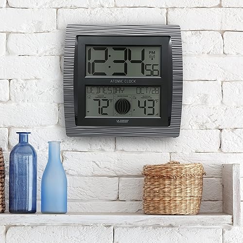 Miniatura 5 de La Crosse Technology BBB86118-INT Curved Atomic Digital Clock with Moon Phase & Temperature