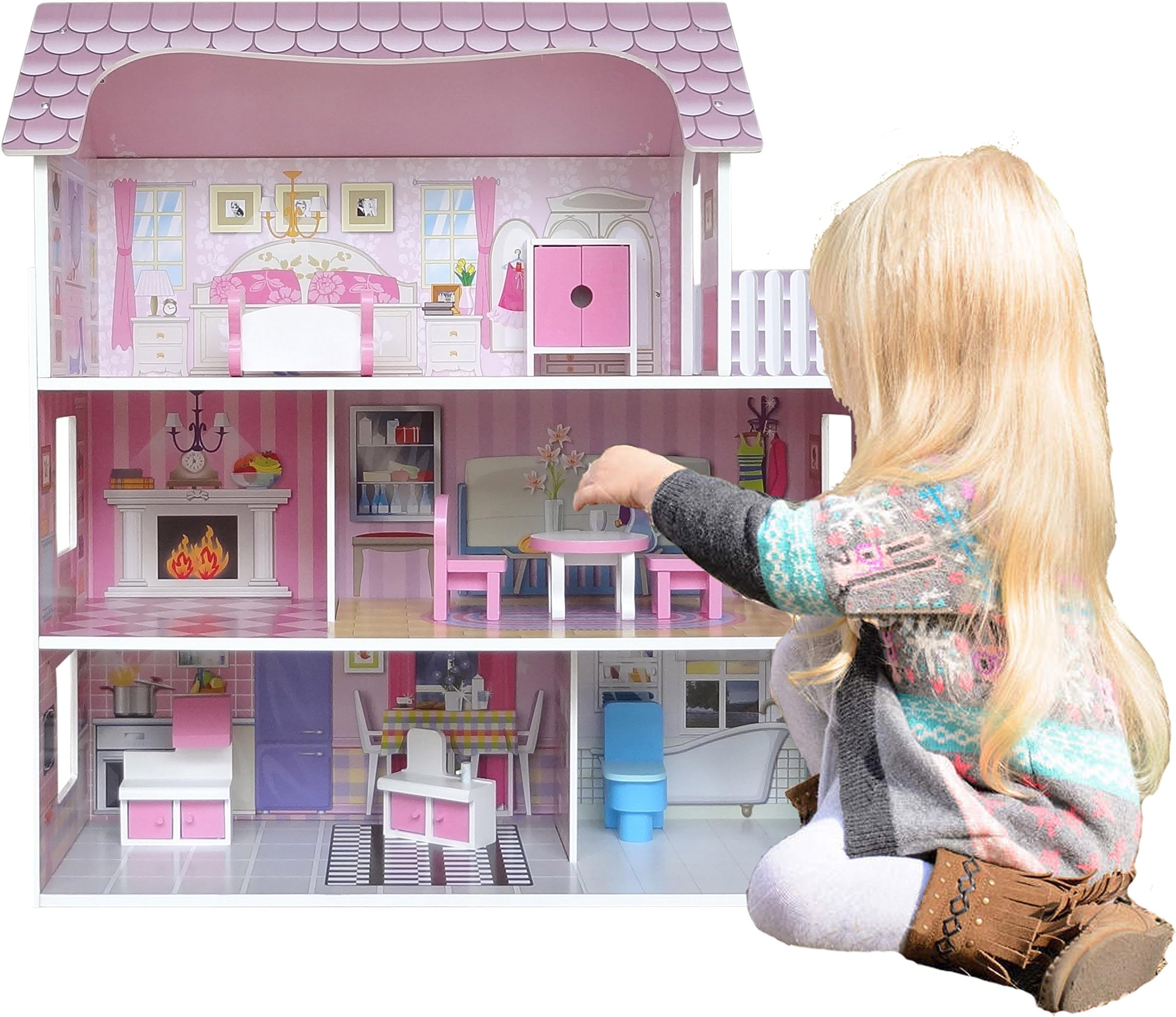 Large Victorian Wooden Doll House