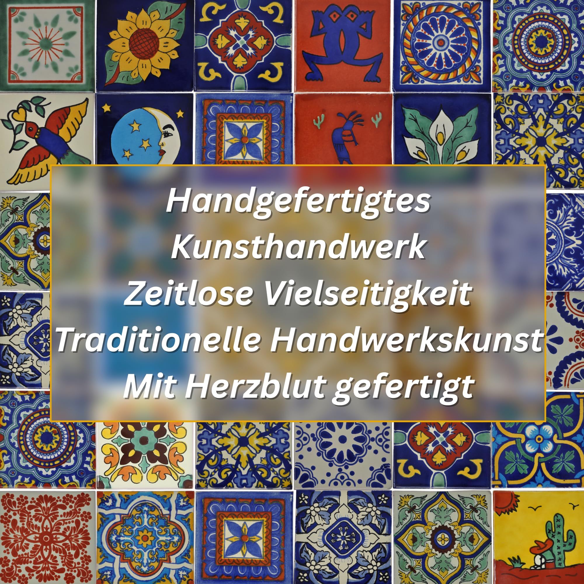 Tumia LAC Handgefertigte Mexikanische Talavera Fliesen Authentischer Stil Pacho Keramikfliesen für Kunsthandwerk, Küchenrückwand, Wandfliesen und Heimwerker Projekte