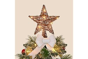 Natural Tree Topper | Lighted Rattan Star for Home, Shop, Party and Holiday Decorations