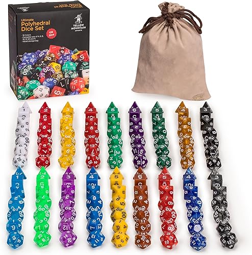 126 dados poliedros 18 colores set completo de d4 d6 d8 d10 d12 d20 d