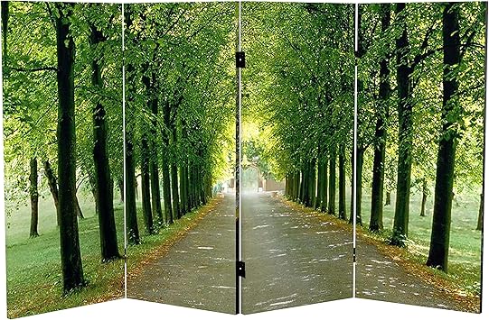Red Lantern Double Sided Path of Life Canvas Folding Screen, 3 Foot - 4 Panel
