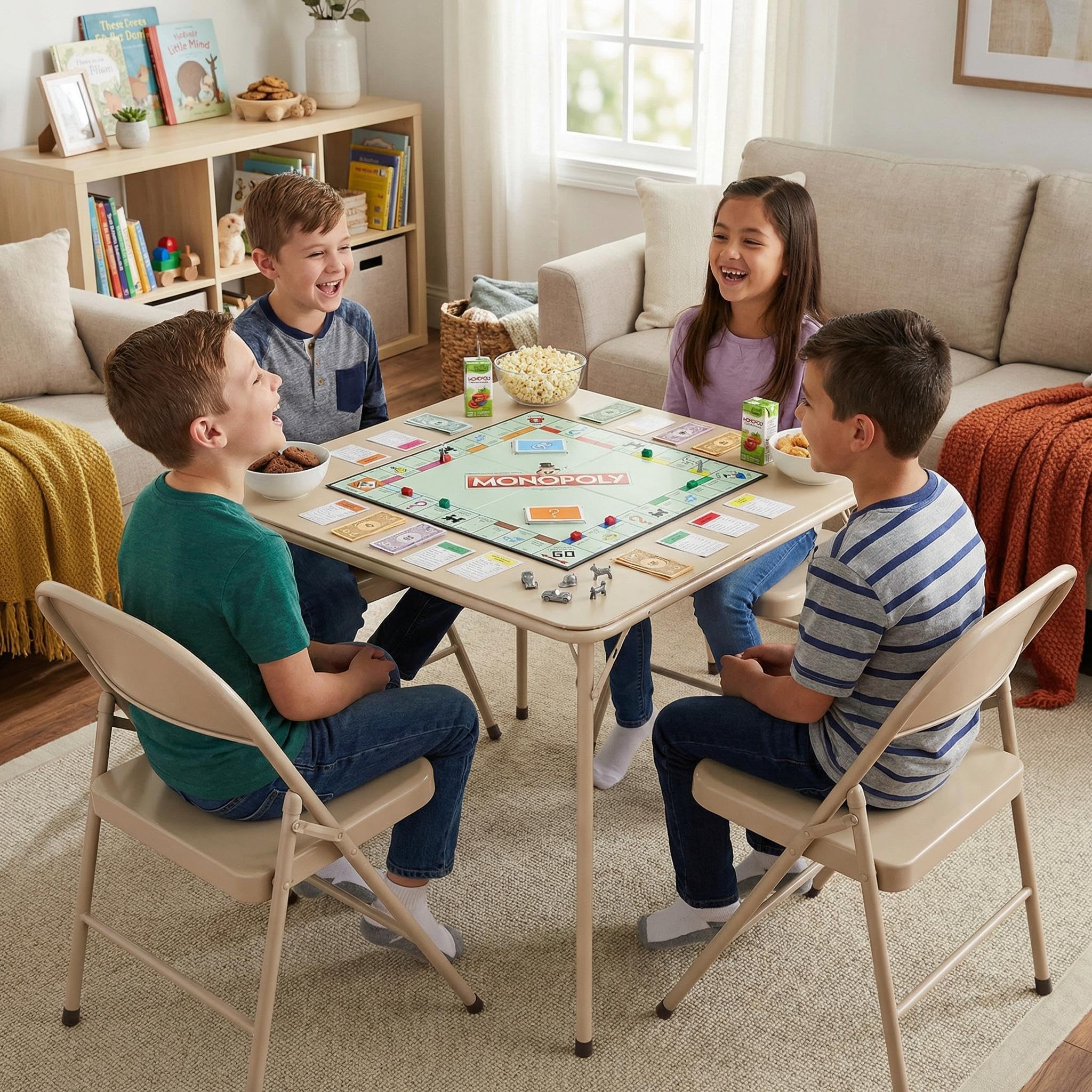 FurnitureR Kid's Foldable Table - Portable Activity Table for Play and Study, Safe and Durable, Easy to Store,Camel