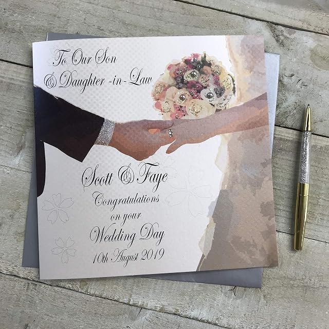 Personalised Handmade Wedding Card - To Our Son & Daughter-in-Law (XP19-52) (16x16)