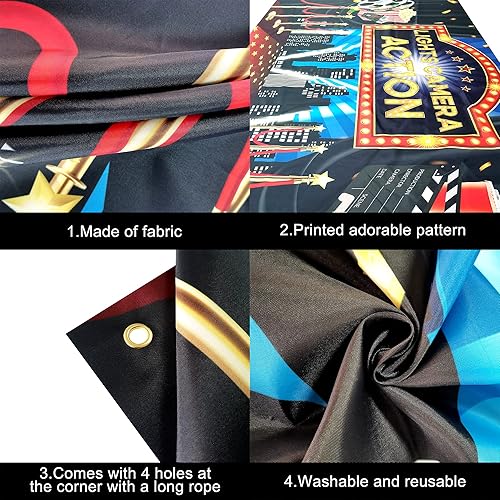 Miniatura 3 de KatchOn, Fondo de acción con luces para cámara, grande, 72 x 44 pulgadas, decoraciones de fiesta temática de película, decoraciones de acción de