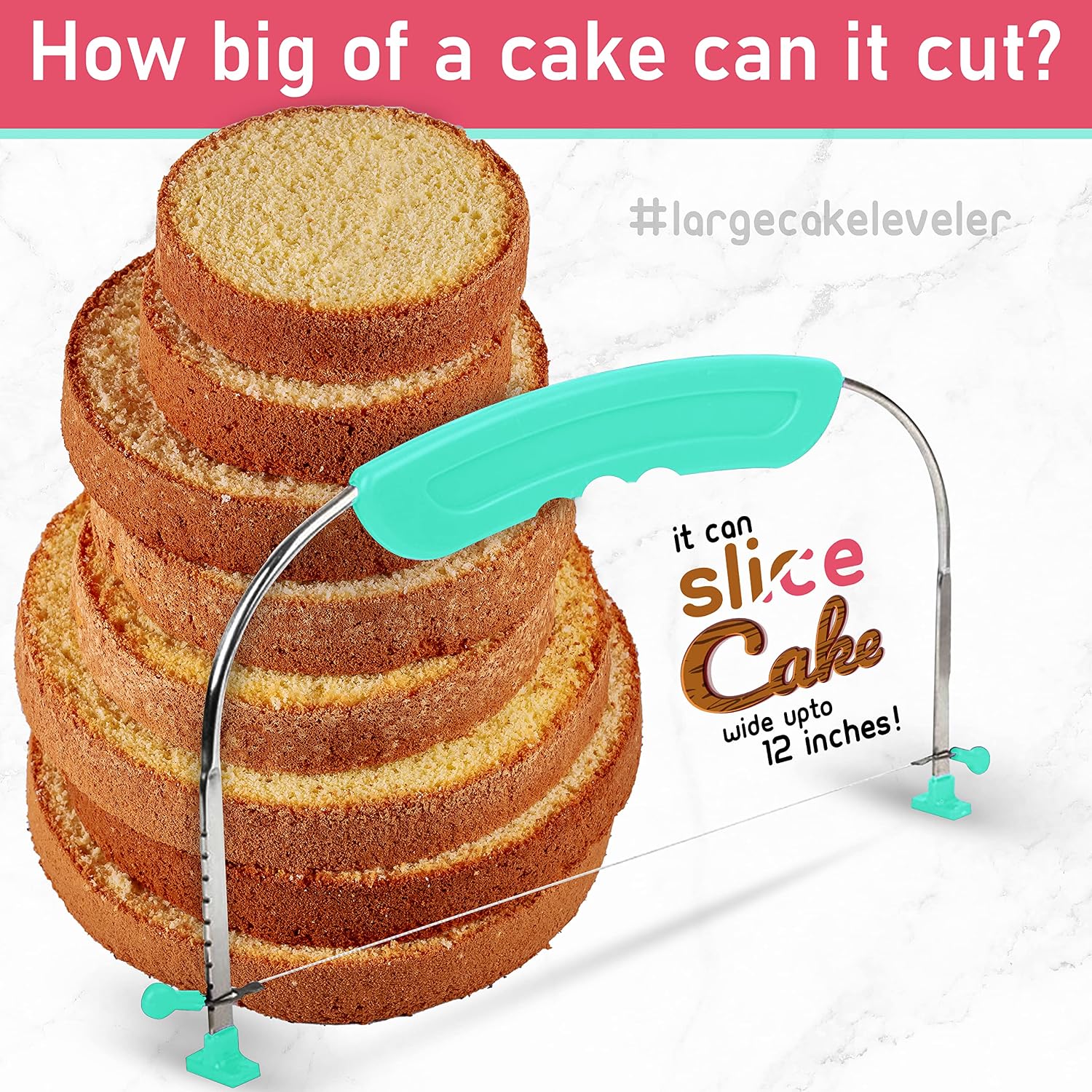 Adjustable and Numbered Cake leveler for levelling Layers. Cake Decorating Cutter and Accessory for Slicing. Make Slices of your cake like a pro. Baking supplies and Tool.